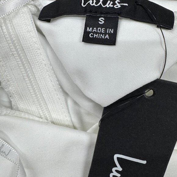 NWT Lulus Flirtatious Aesthetic White Organza Backless Halter Mini Dress - Picture 6 of 8